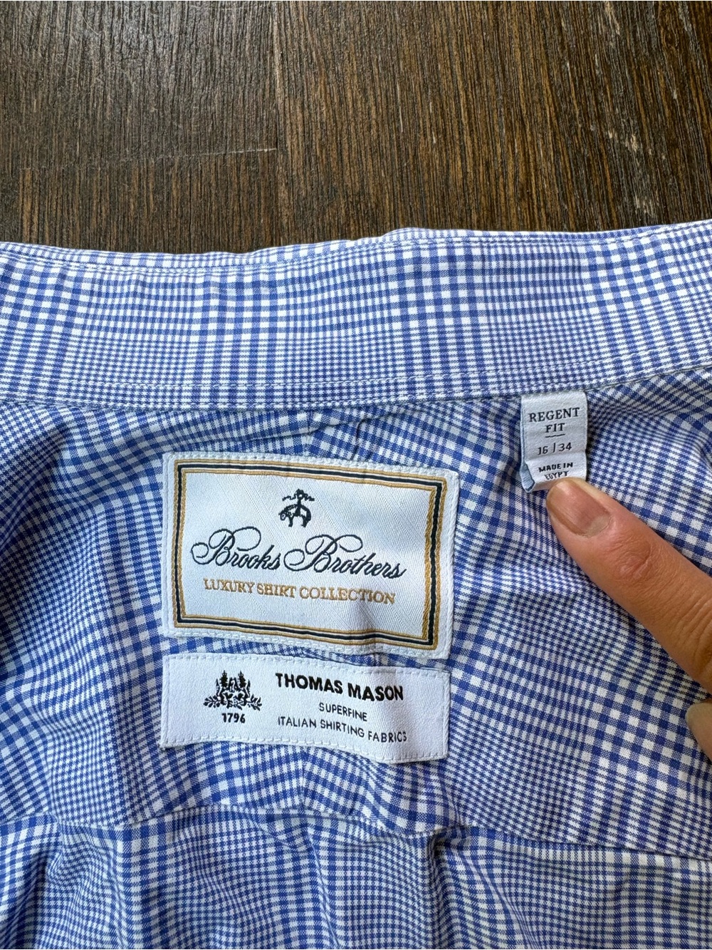 Brooks Brothers Blue and White Gingham Dress Shirt